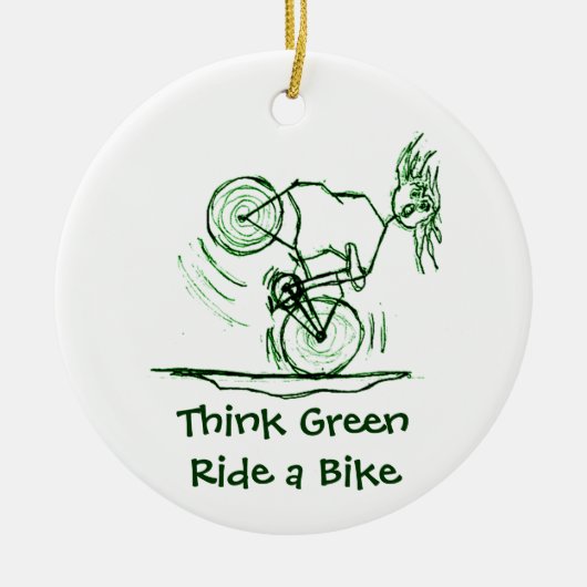 Denk aan Green Ride a Bike Keramisch Ornament (Voorkant)
