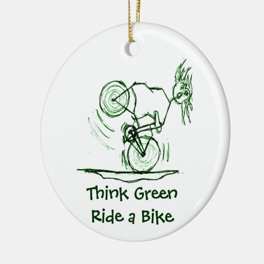 Denk aan Green Ride a Bike Keramisch Ornament (Links)