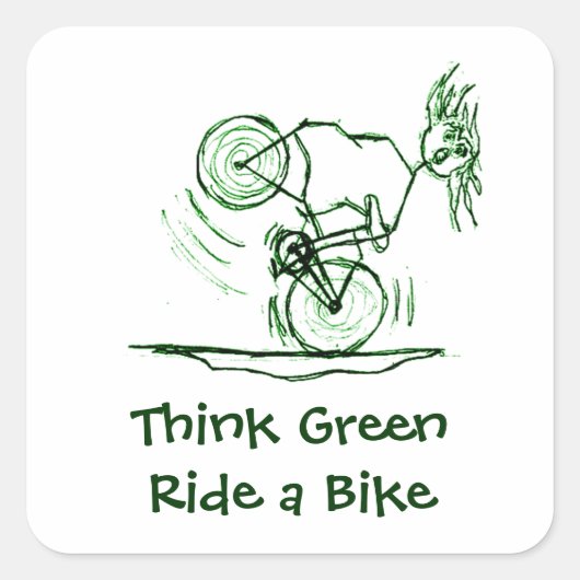 Denk aan Green Ride a Bike Vierkante Sticker (Voorkant)