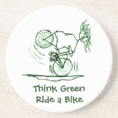 Denk aan Green Ride a Bike Zandsteen Onderzetter (Voorkant)