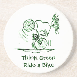 Denk aan Green Ride a Bike Zandsteen Onderzetter