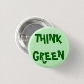 DENK AAN GREEN RONDE BUTTON 3,2 CM (Voorkant /achterkant)