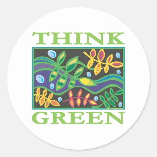 Denk aan groen milieu ronde sticker (Voorkant)