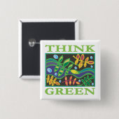 Denk aan groen milieu vierkante button 5,1 cm (Voorkant /achterkant)