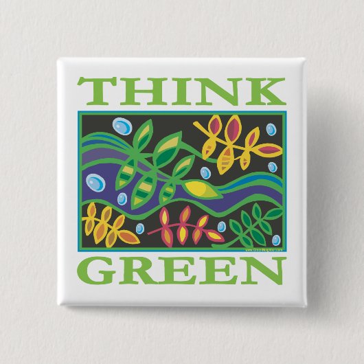 Denk aan groen milieu vierkante button 5,1 cm (Voorkant)