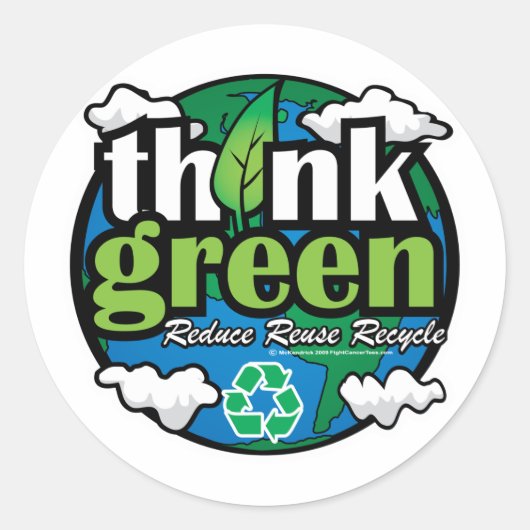 Denk aan groene aarde ronde sticker (Voorkant)
