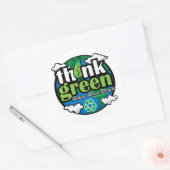 Denk aan groene aarde ronde sticker (Envelop)