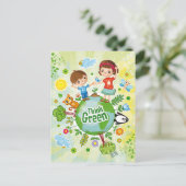 Denk aan Groene Bewustheid Happy Quote Briefkaart (Staand voorkant)