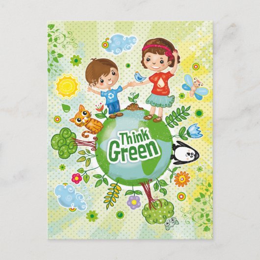 Denk aan Groene Bewustheid Happy Quote Briefkaart (Voorkant)