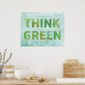 Denk aan Groene Bewustheid Happy Quote Poster (Keuken)