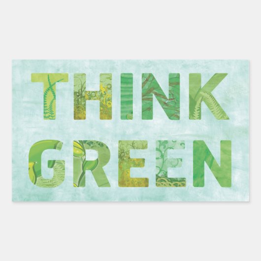 Denk aan Groene Bewustheid Happy Quote Rechthoekige Sticker (Voorkant)