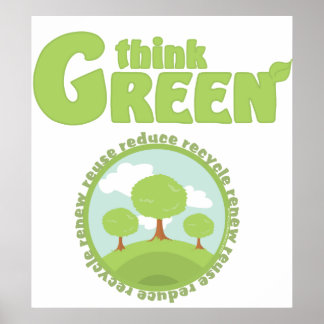 Denk aan groene bomen poster