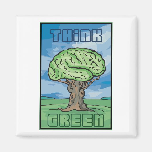 Denk aan Groene Brain Magneet (Voorkant)