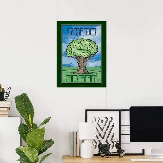 Denk aan Groene Brain Poster (Thuiskantoor)