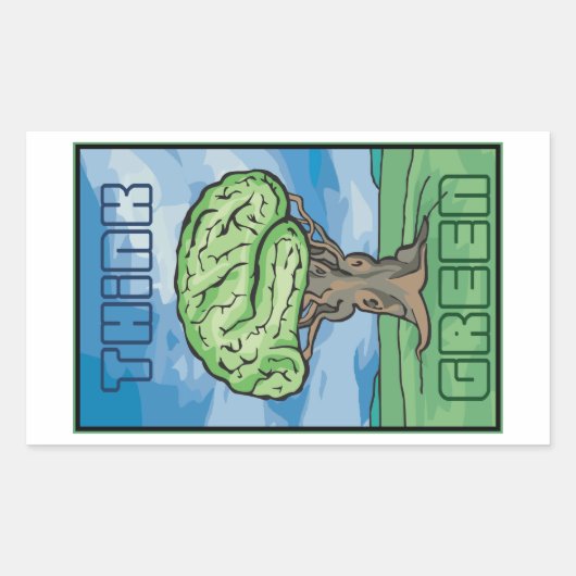 Denk aan Groene Brain Rechthoekige Sticker (Voorkant)