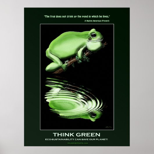 DENK AAN GROENE Earth Day Frog Art Eco Poster (Voorkant)