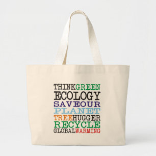Denk aan Groene Ecologische Producten & Design! Grote Tote Bag