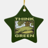 Denk aan groene eikenboom keramisch ornament (Achterkant)