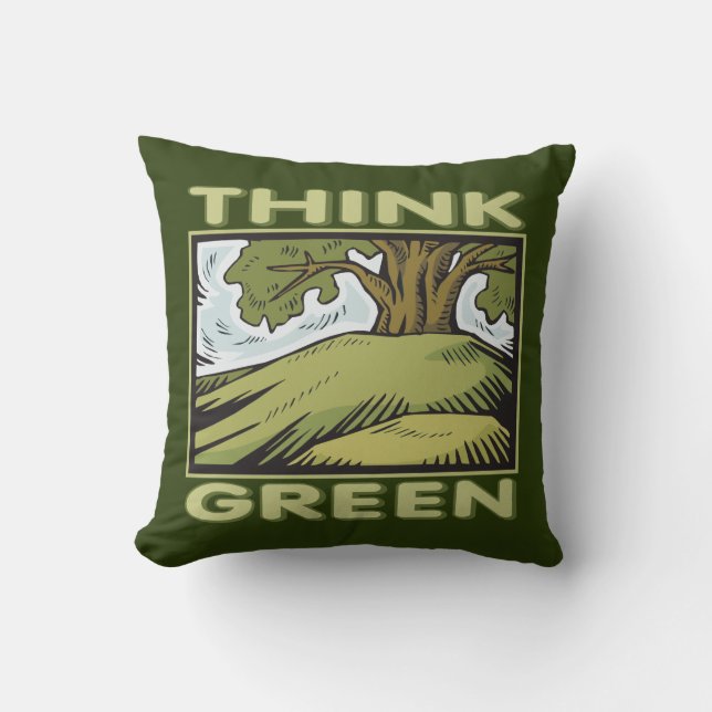 Denk aan groene eikenboom kussen (Voorkant)