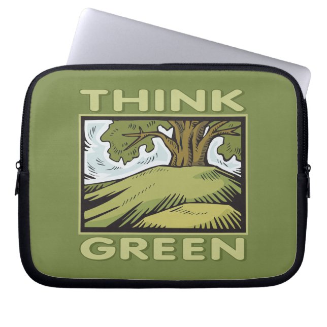 Denk aan groene eikenboom laptop sleeve (Voorkant)