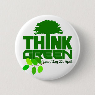 Denk aan groene knop ronde button 5,7 cm