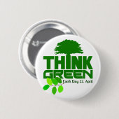 Denk aan groene knop ronde button 5,7 cm (Voorkant /achterkant)