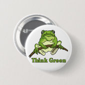 Denk aan groene knop ronde button 5,7 cm (Voorkant /achterkant)