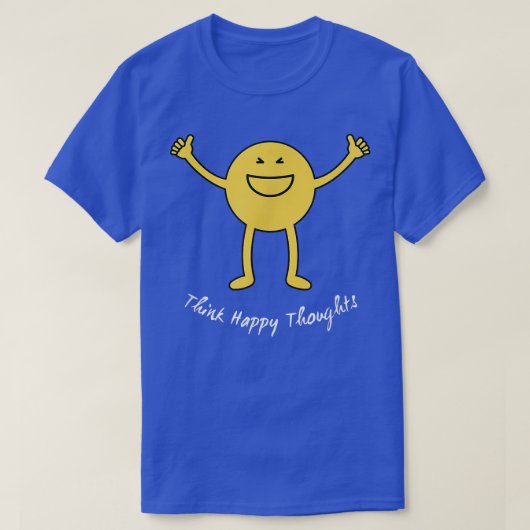 Denk aan Happy Thoughts Cute Yellow Smile Face T-shirt (Design voorkant)