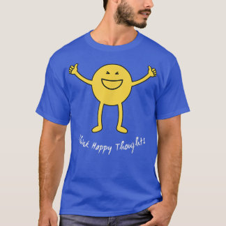 Denk aan Happy Thoughts Cute Yellow Smile Face T-shirt