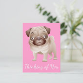 Denk aan het Briefkaart Pug Puppy Dog Pink (Staand voorkant)