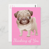 Denk aan het Briefkaart Pug Puppy Dog Pink (Voorkant / Achterkant)