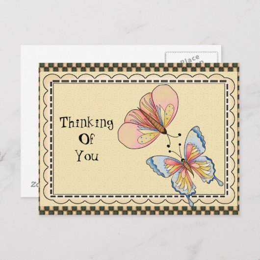 Denk aan het briefkaart van de Butterfly cartoon (Voorkant / Achterkant)