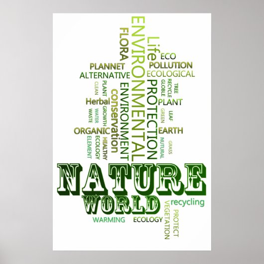 Denk aan het milieu-poster voor groene Natuur Poster (Voorkant)