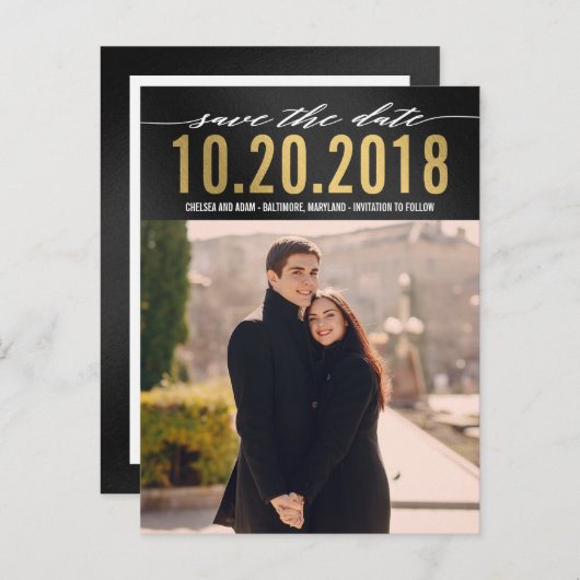 Denk aan het moderne Save the Date Briefkaart (Voorkant / Achterkant)