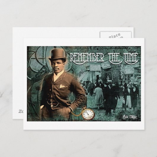 Denk aan het Time Black  briefkaart (Voorkant / Achterkant)