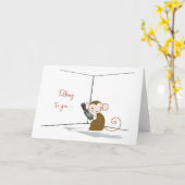 Denk aan je aap met de mobiele telefoon Miss You Kaart (Gele Bloem)