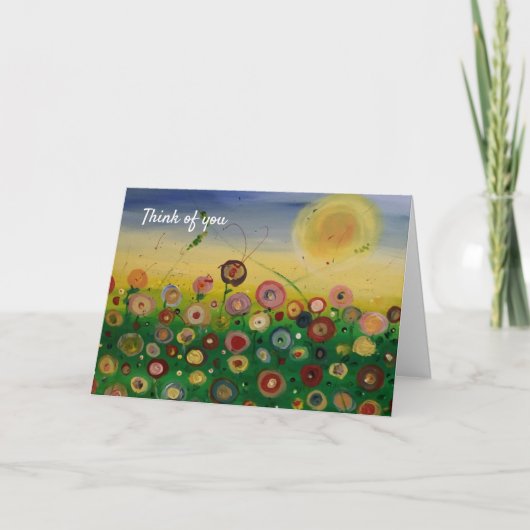 Denk aan je abstract bloemveld feestdagen kaart (Voorkant)