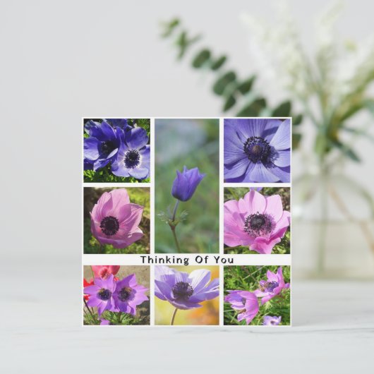 Denk aan je Anemone Photo Collage Save The Date (Staand voorkant)