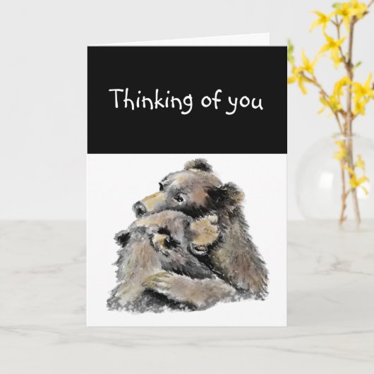 Denk aan je, Beer Hug Animal dat iemand zorgen baa Kaart (Gele Bloem)
