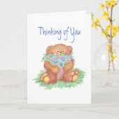 Denk aan je bloemen en Teddy Bear Kaart (Gele Bloem)