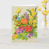 Denk aan je bloemen en vlinders kaart (Gele Bloem)