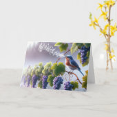 Denk aan je bluebird op een wijnstok kaart (Gele Bloem)