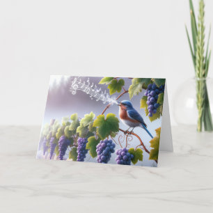 Denk aan je bluebird op een wijnstok kaart