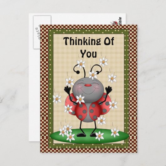 Denk aan je Briefkaart Ladybug (Voorkant / Achterkant)