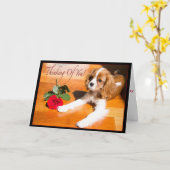 Denk aan je Cavalier King Charles Spaniel Pup Kaart (Gele Bloem)
