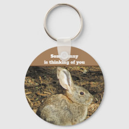 Denk aan je Cute Bunny Foto Aanmoediging Sleutelhanger