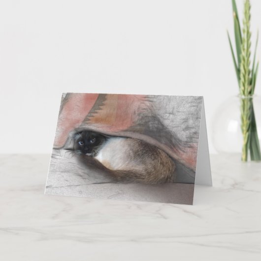 Denk aan je Cute Siamese en Blanket Sketch Kaart (Voorkant)