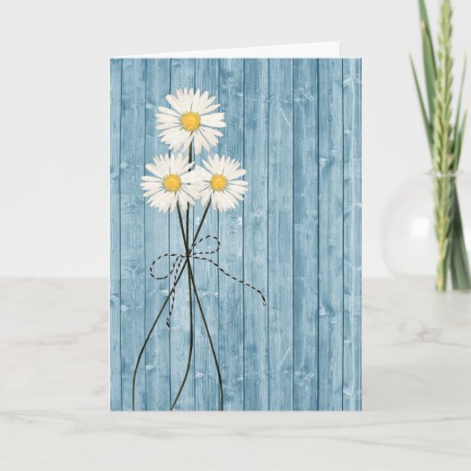 Denk aan je Daisies op Aqua Wood Card Kaart (Voorkant)