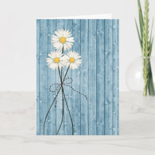 Denk aan je Daisies op Aqua Wood Card Kaart