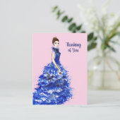 Denk aan je dame met de Sparkly Blue Gown-kaart Briefkaart (Staand voorkant)